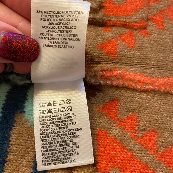 Lucky Brand Southwestern Aztec Print Long Open Front Cardigan Sweater Women S - Picture 6 of 11